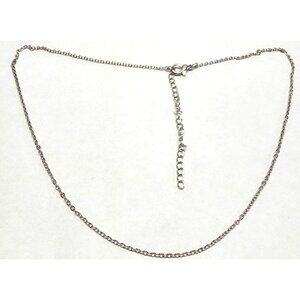 Delicate Silver Tone Cable Chain‎ Necklace 20" Incl Adjustable Extender Thin